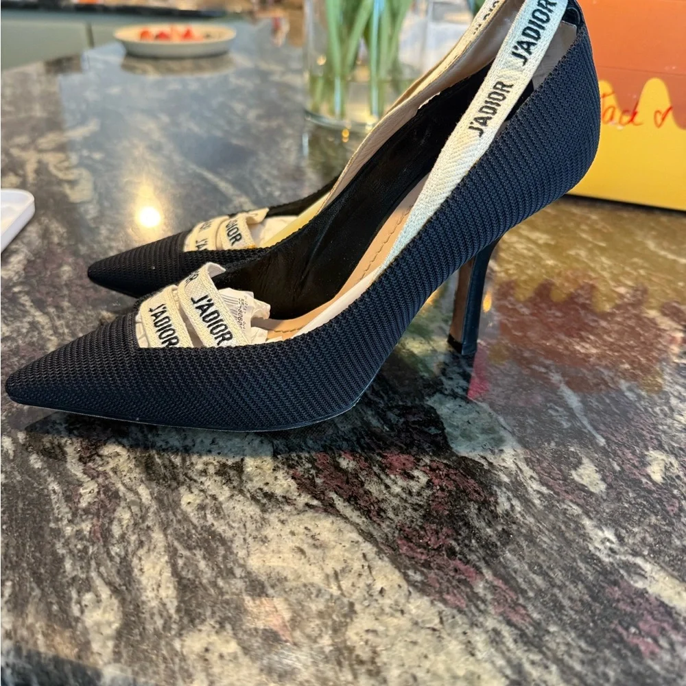 Dior J'Adior Black and White Mesh Heels - Picture 3 of 4